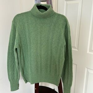 Women’s Royal Clan Shetland Wool Green Long Sleeve Turtleneck Knit Sweater Sz M
